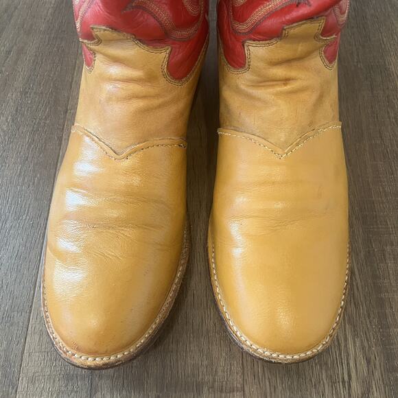 Vintage Justin Boots / Size 9/ Tricolored #5304 / Saddle Latigo/ 1998